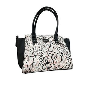 Nine West Satchel Splatter Pattern in Pink, White, and Black Good Condition